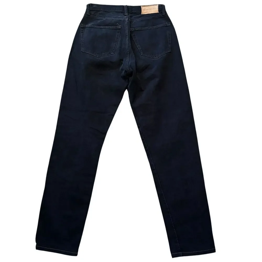 Vintage Banana Republic Black Straight Jeans Contrast Stitch Button Fly 29x32
